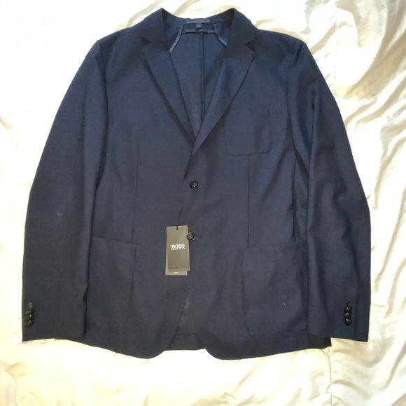 Boss Black, dark blue Blazer. Size 48R, 100%pure Virgin Wool. Part. Lined a very - Picture 7 of 9